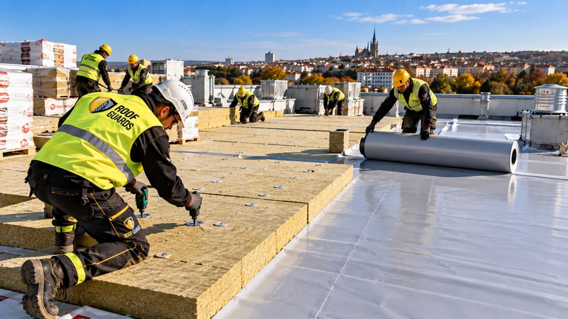 Zateplení ploché střechy Brno – rekonstrukce 4982 m²