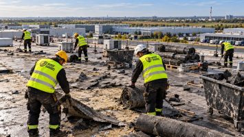 Demontaz-puvodni-hydroizolace-ploche-strechy-logistickeho-skladu-v-Praze