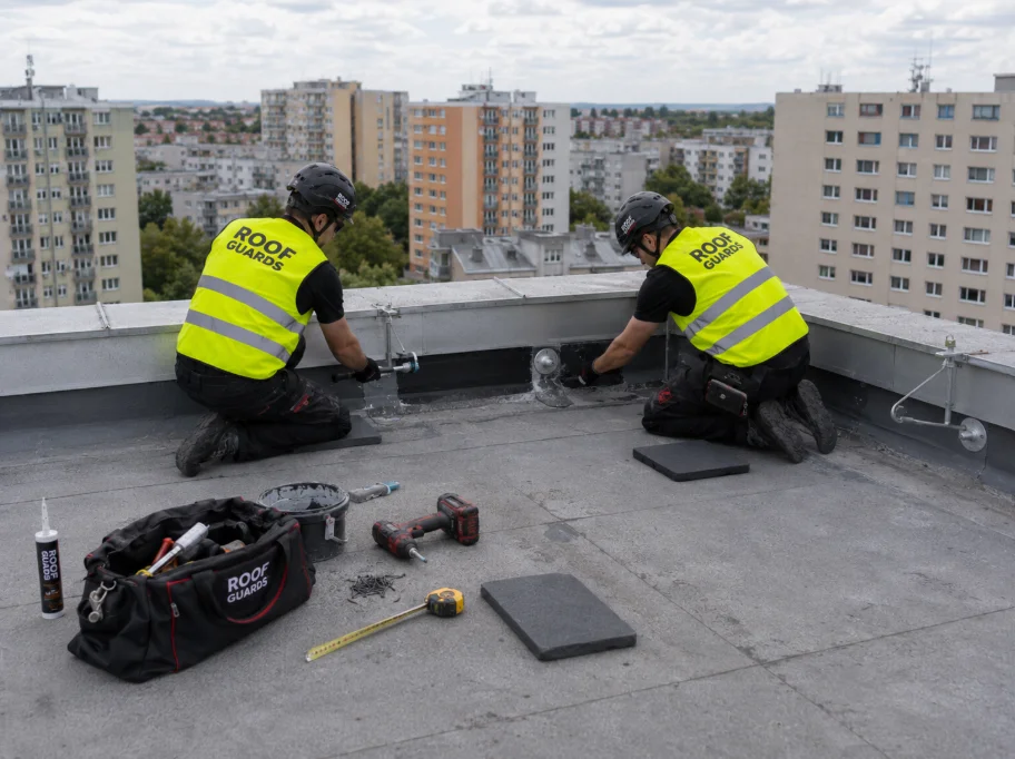Servis a oprava ploché střechy bytového domu – Čsl. parašutistov, Bratislava